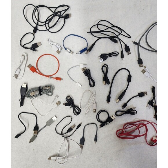 LOT OF 32 Various Length Micro USB Cable Cord Charging Cables 1 3 6 10 20 ft - Picture 3 of 5